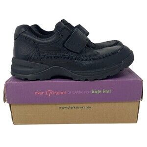 Clarks Boys Black Caribou Sneakers Size 4.5 MW Leather NEW NIB